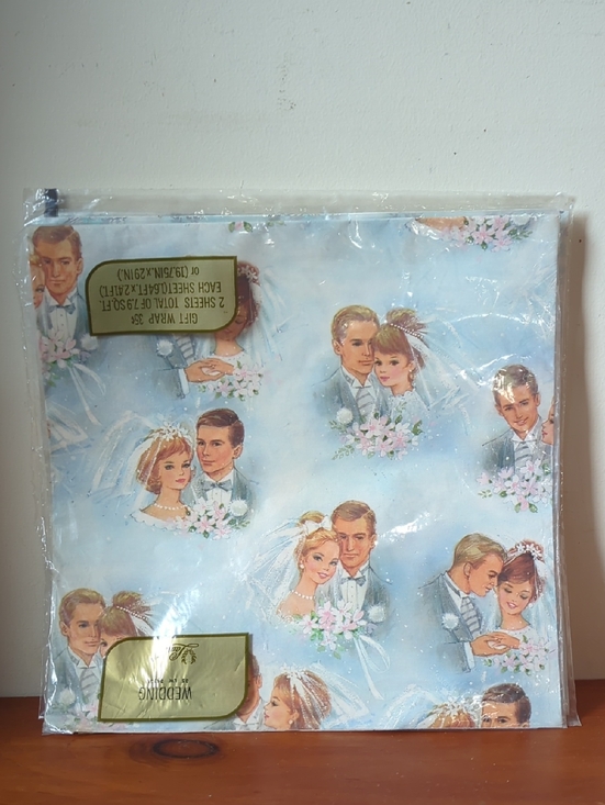 Other - Vintage Wedding Gift Wrap Wrapping Paper In Blues Silvers Whites